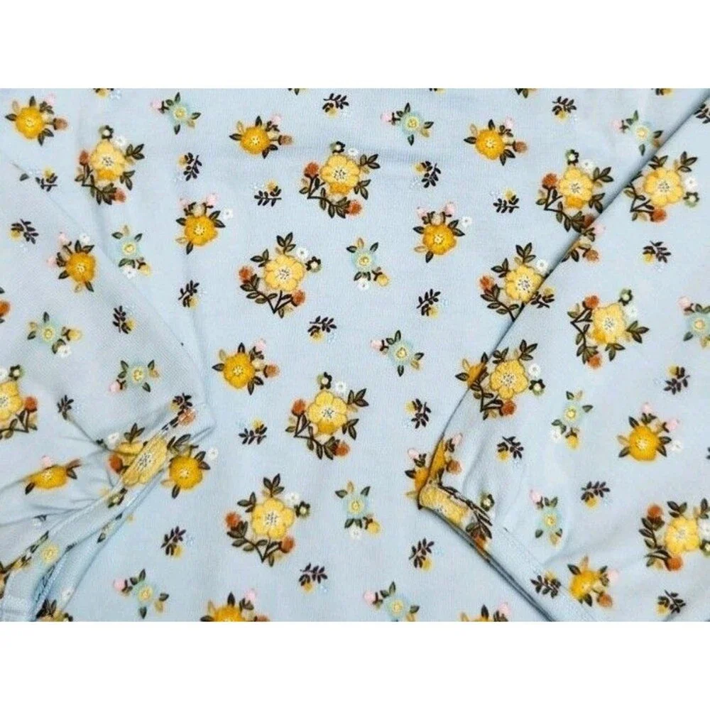 Vintage Gymboree Long Sleeved Top Size 7 Blue Floral Print Wildflowers Y2K NWT
